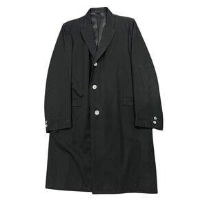 Kosins 1950s Detroit Gabardine Overcoat 46R Mens Black Vintage Coat